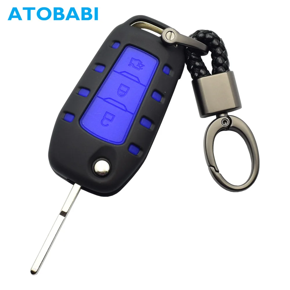 ATOBABI Car Key Case ABS Silicone Remote Fobs Cover Keychain for Ford