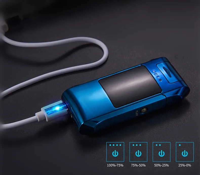  JOBON Metal Flameless Torch Windproof Lighter Double Arc Pulse Dice play screem Ligthers fingerprin