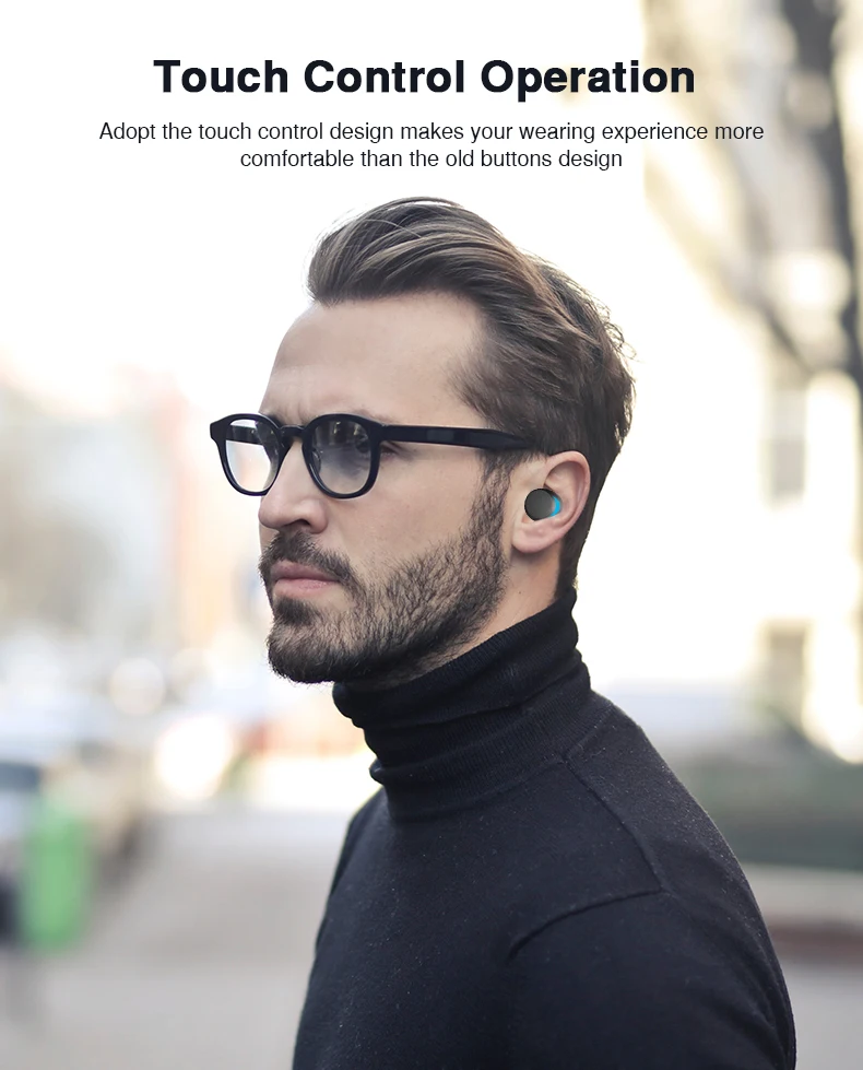 IPX8 Waterproof Mini Bluetooth Earphones with Mic Bluetooth Wireless Sports Headphones Noise Cancelling Headset and charging box (7)