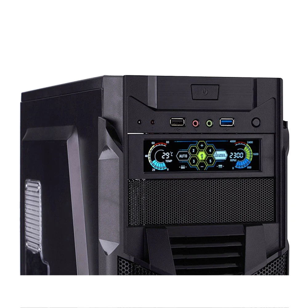 Дешево STW контроллер вентилятора с сенсорным ЖК экраном, пластиковый 5,25 дюймовый отсек, передний вентилятор, 5 скоростей охлаждения компьютера