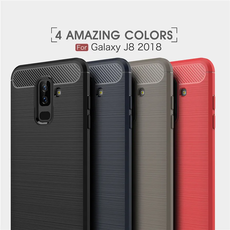 500PCS Carbon Fiber Protective TPU Silicone Cover For Samsung Galaxy J2 Pro J3 J4 Prime J5 2016 J6 Plus J7 J8 2018 Phone Case |