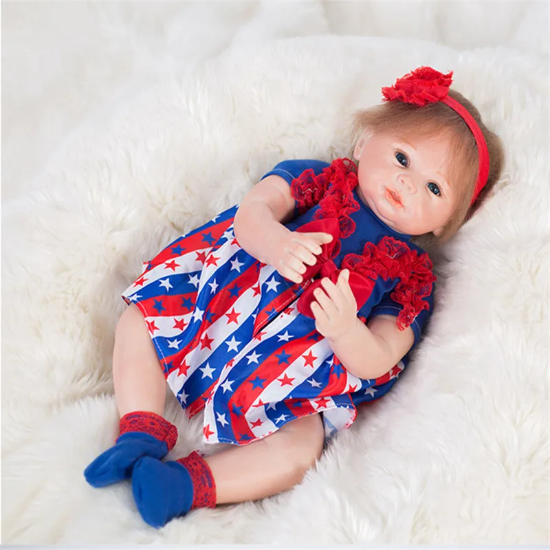 

SanyDoll 19 inch 48 cm Silicone baby reborn dolls, lifelike doll reborn Beautiful dress baby Christmas gift