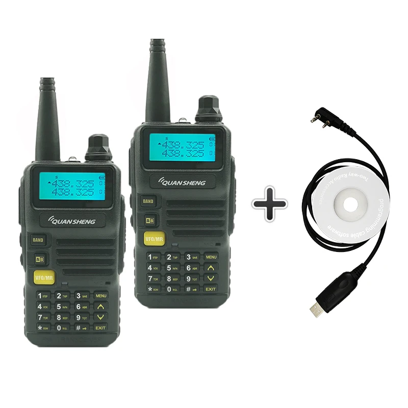 2 шт Quansheng UV-R50 портативная рация 5 Вт 2800 мАч Двухдиапазонная портативная Мобильная радиоприемопередатчик Hf радиостанция Ham CB Baofeng Uv-5r - Цвет: Add 1 program cable