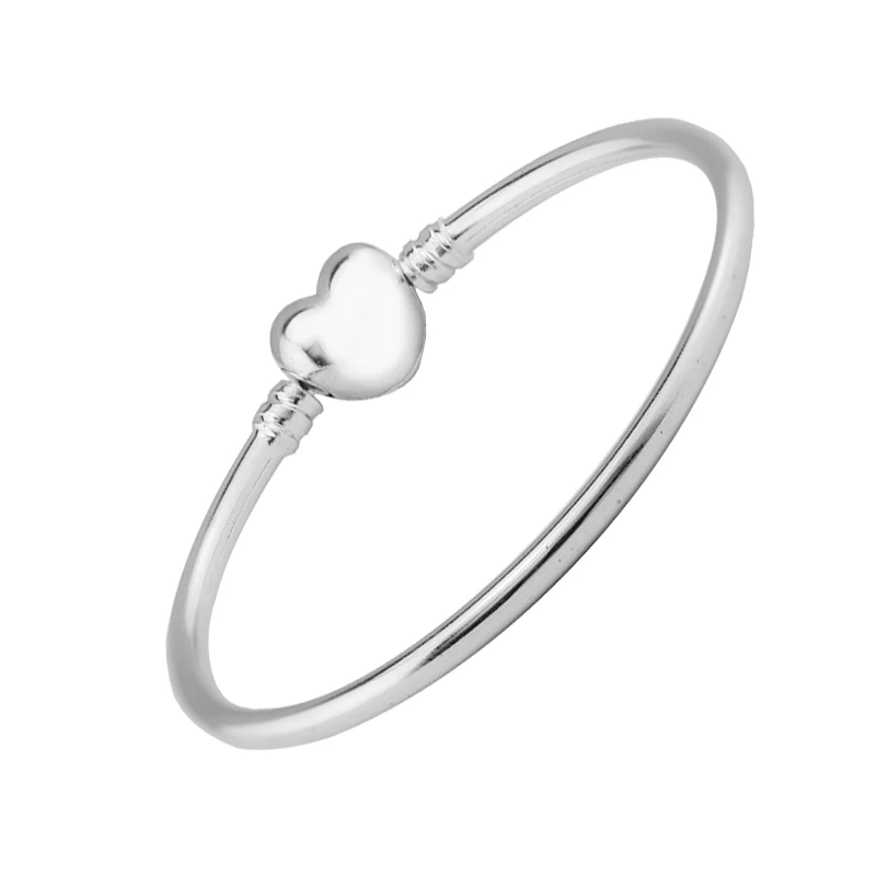 

Heart Bangle Silver 925 Jewelry Moments Bangle Bracelet for Women Gift Fit Charm Beads DIY 925 Sterling Silver free shipping