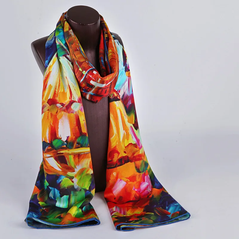 AL01690 wholesale Women fashion Silk Shawl large Long Scarves Floral Silk Scarf-in Women&#39;s ...