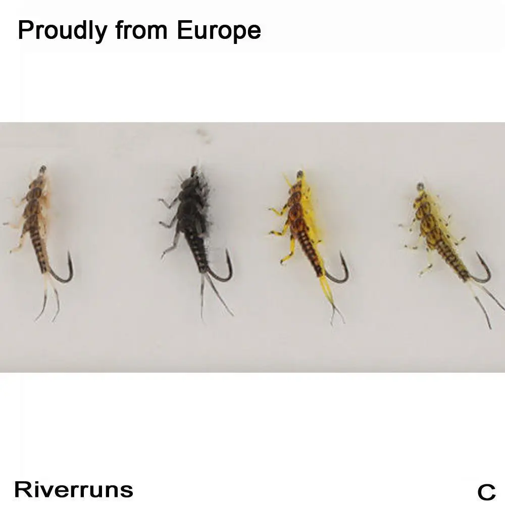 

Riverruns Realistic Flies Stonefly Nymph Flies Assortment 4 Color With Fly Box