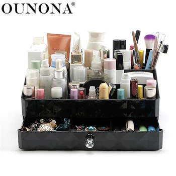 

OUNONA MakeUp Drawer Storage Box Cosmetic Organizer Office Desktop Storage Box Dust Proof Cosmetic Holder Jewelry Container