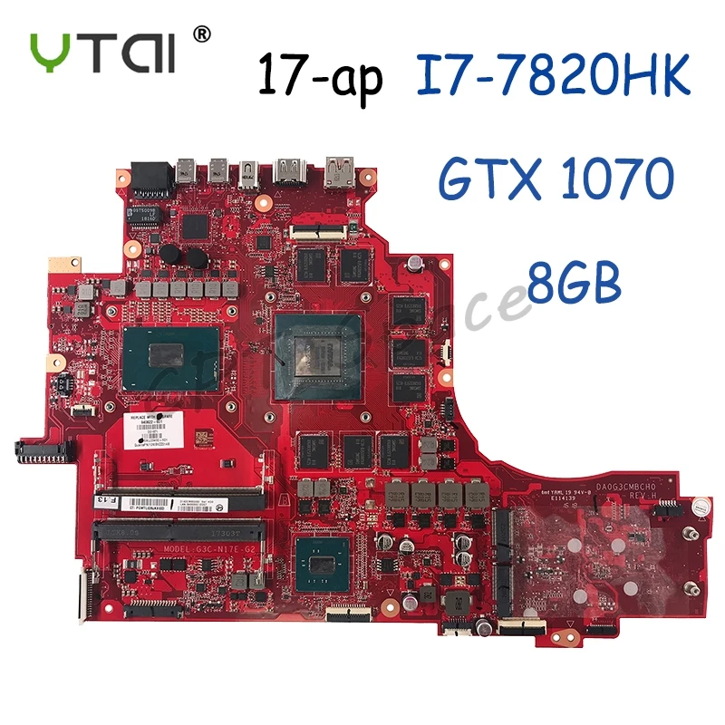 

For HP OMEN 17T-AP000 17-ap 17-ap045TX 003 005 035 036 laptop motherboard I7-7820HK CPU GTX 1070 8GB GPU 940622-601 DA0G3CMBCH0