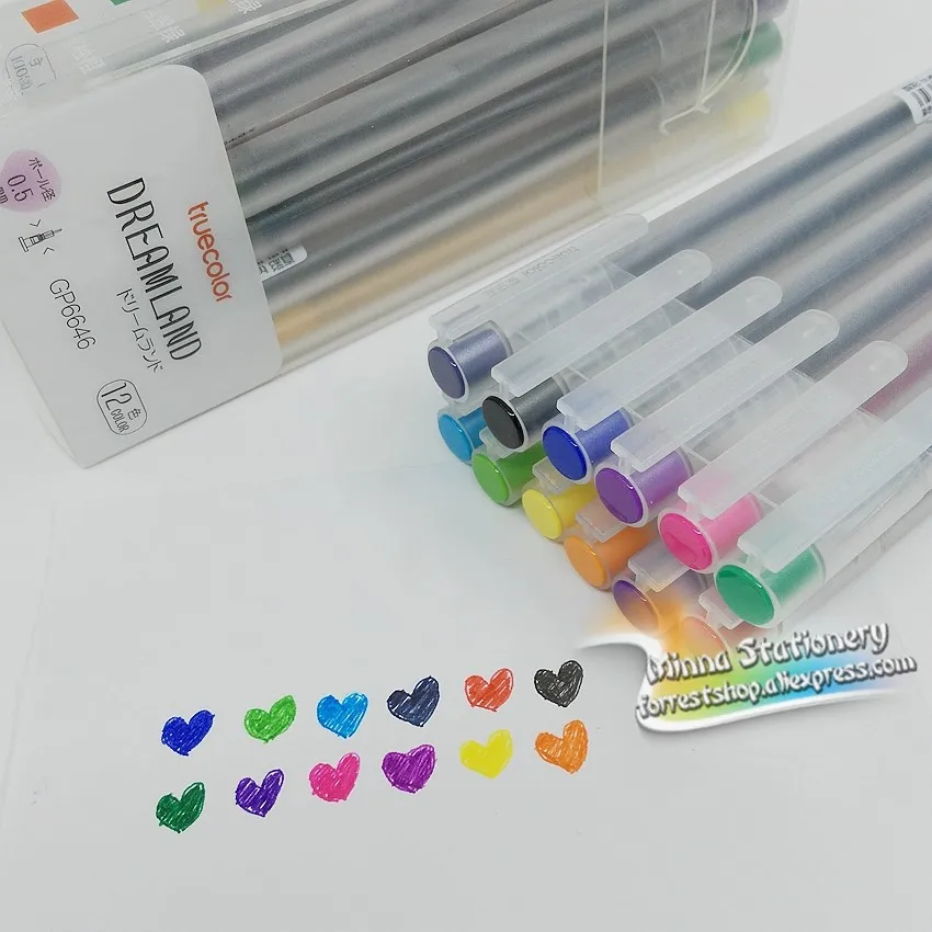 

[TrueColor] (12 Pieces/Lot) Kawaii 12 Candy Color Gel Pen Cute Colored Rollor Ball Pens Stationery Office Supplies GP6388