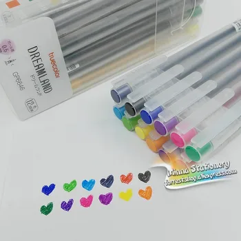 

[TrueColor] (12 Colors/Box) Kawaii 12 Candy Color Gel Pen Cute Colored Roller Ball Pens Stationery Office Supplies GP6646