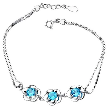 

2017 Real Qi Xuan_Free Mail Blue Stone Elegant Bracelets_S925 Solid Silver Fashion Blue Bracelets_Manufacturer Directly Sales