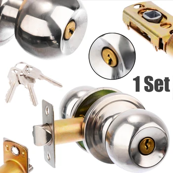 

Bathroom Handle Lock Stainless Steel Round Ball Privacy Door Knob Set With Key For Door Hardware Supplies