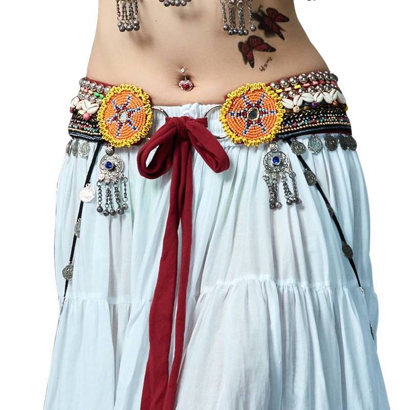 

2018 New Tribal Belly Dance Waist Belt Adjustable Belly Chain Gypsy Dance Coins Hip Scarf Tribal Belts