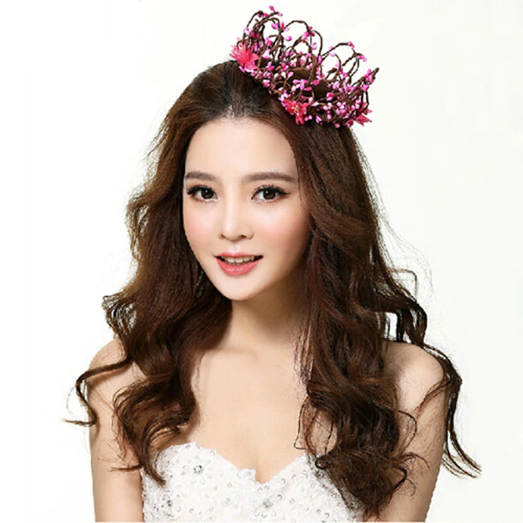 Korean fashion Princess Tiara Fairy Queen Crown lace flower luxury