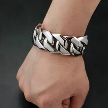 Панк Рокер модный огромный и тяжелый браслет твердый 316L нержавеющая сталь крутой мужской Байкерский Властный Браслет 5C005- 6,"~ 11,8"