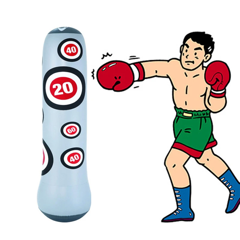 160cm-MMA-Boxing-Bag-Inflatable-Free-Stand-Tumbler-Fitness-Training-Pressure-Relief-Bounce-Back-Target-Hook