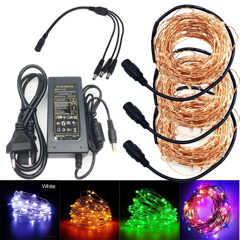 30 м 40 50 LED DC12V микро рисовая проволока медная гирлянда для вечеринки DC женский