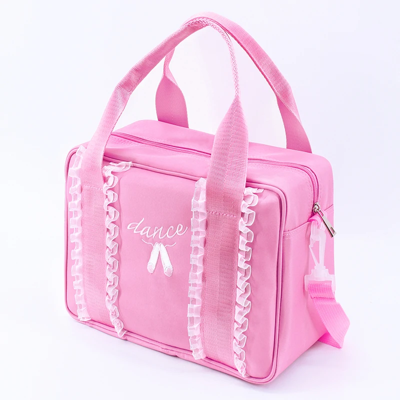 

Girls Kids Sweet Lace Ballet Shoulder Bag Canvas Ballet Dancing Bag Dual Use Tote Bags Pink Princess Lace Waterproof Handbag