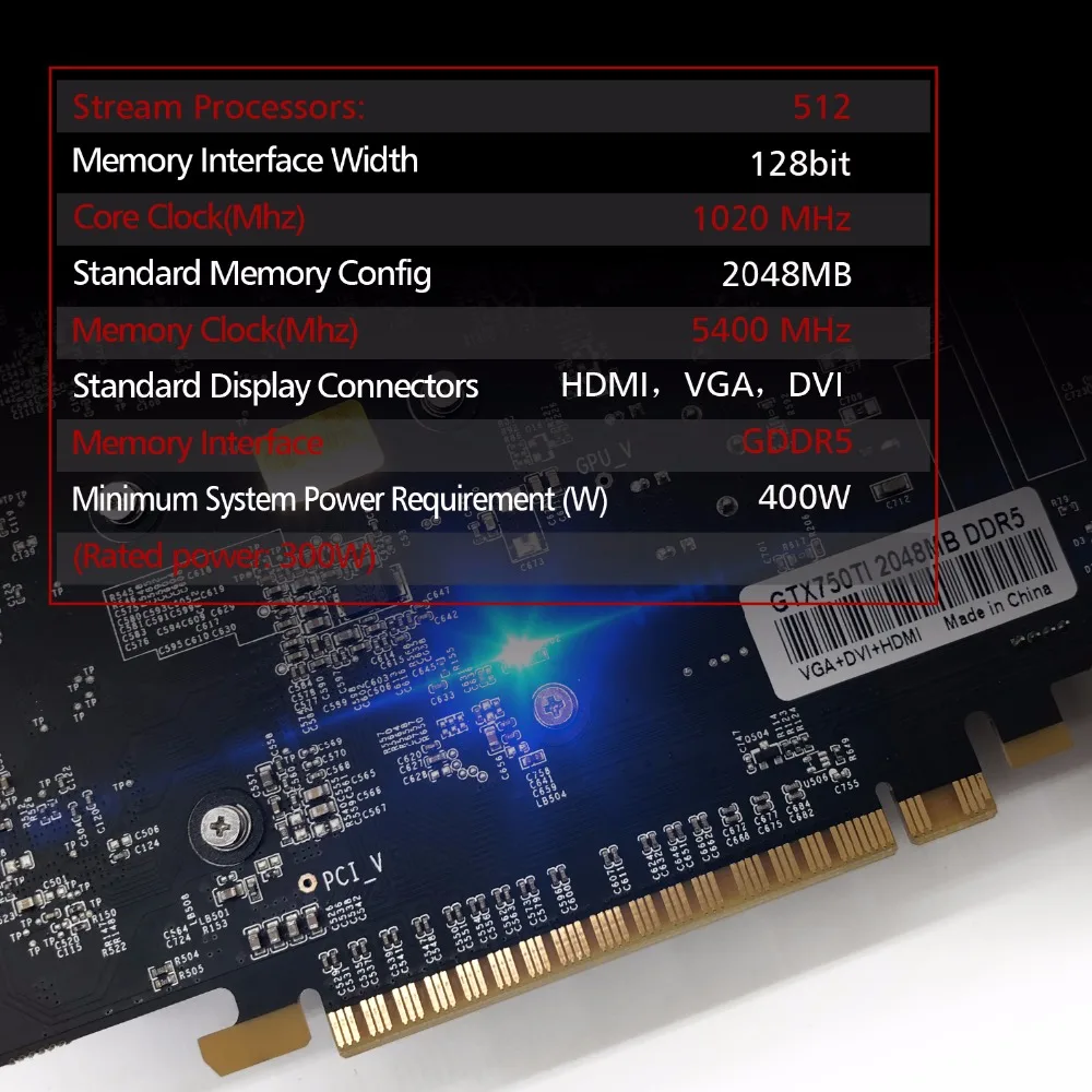 Графическая карта PCI E 16X GTX750TI 2G DDR5 для оригинальной микросхемы nVIDIA Geforce