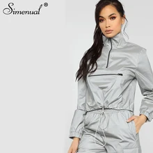 Simenual Streetwear Reflective Zipper Casual Sweatshirts Women Long Sleeve Drawstring Hoodie Fashion Autumn 2019 Sweatshirt Tops Simenual Streetwear Reflective Zipper Casual Sweatshirts Women Long Sleeve Drawstring Hoodie Fashion Autumn 2019 Sweatshirt Tops