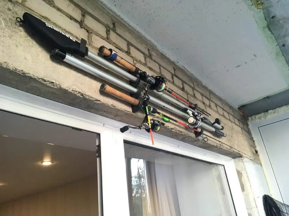 Us 5 96 11 Off Horizontal Fishing Rod Rack Fishing Pole Storage Holder Rest Australia 5 Slots Wall Side Mounted Kits Tackle 2 Pk In Tool Parts