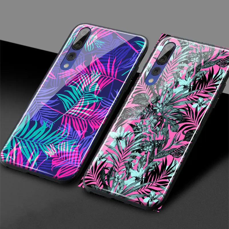 Абстрактный Пальма листья Стекло Мягкий силиконовый чехол для телефона huawei Honor 8x