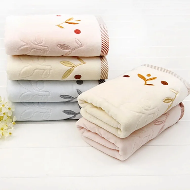 Махровое полотенце из 100% хлопка с вышивкой 2 шт. в комплекте|bath towel set|towel setjuego de toallas