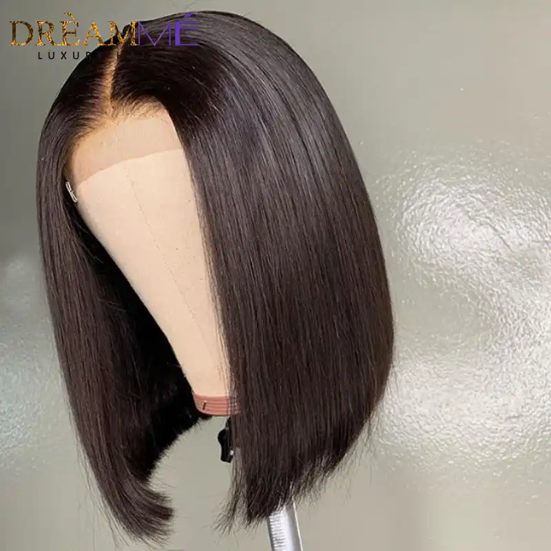Ombre Straight 13x6 Lace Front Short Human Hair Wigs Pre Plucked