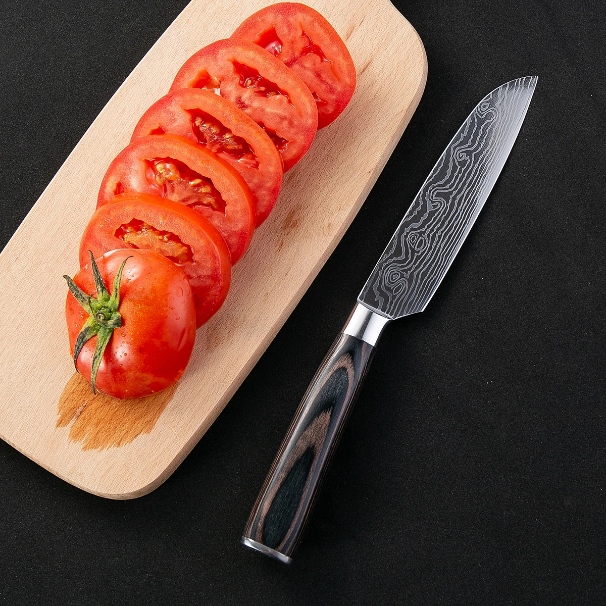 Кухонные ножи Дамасские вены ножи из нержавеющей стали цветные деревянные ручки для очистки овощей утилита Santoku нож для нарезки повара
