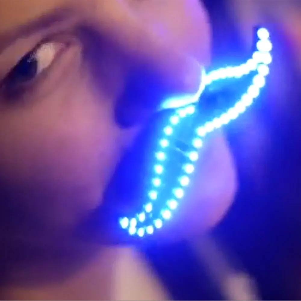 

LED Glowing Beard Mustache 8 Modes Luminous Cosplay Prop Fake Bread Creative