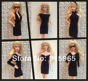 

2014 new arrival handmade classic fashion black dress suit for Barbie doll