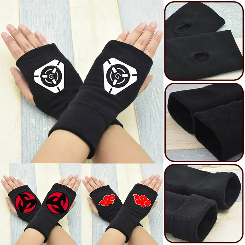 Модные перчатки без пальцев 11 видов стилей Аниме новые Sharingan полупальцевые вязаные утепленные хлопковые перчатки Uchiha Sasuke
