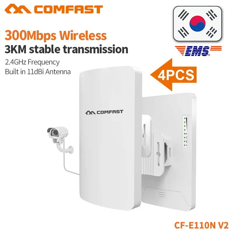 4PCS COMFAST 300mbps Mini Wireless Bridge Outdoor CPE 2.4G