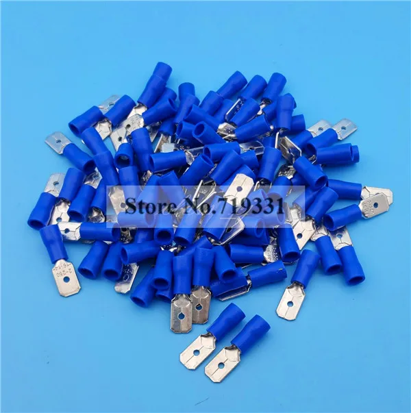 

1000Pcs Blue MDD2-250 Male 6.3mm Quick Disconnects 16-14AWG Wire Crimp Terminals