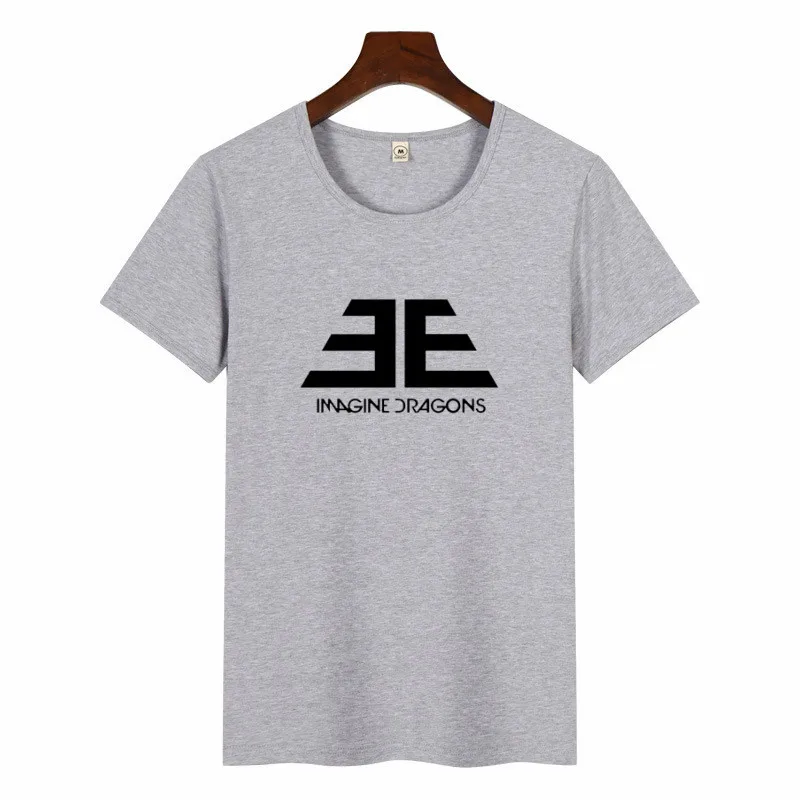 Summer Female Imagine Dragons Korean Style TShirt O-neck Hipster ShortSleeve Tops Unisex Streetwear Graphic Tees Women Harajuku - Цвет: p1413B-grey