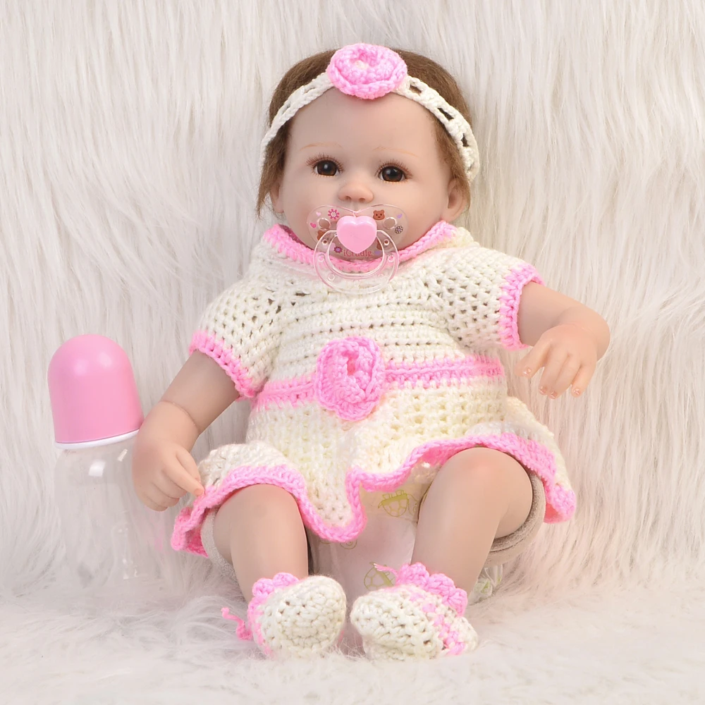 

17inch fashion reborn silicone dolls Realistic Newborn Princess bedtime toys Babies Doll Lovely Birthday Gift Present for sale