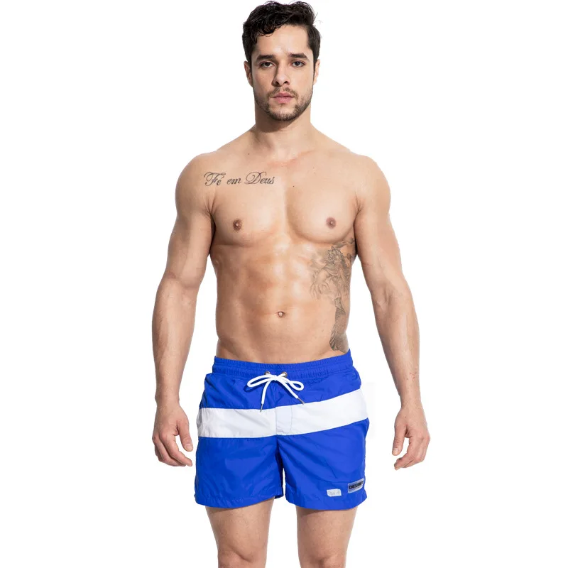 Мужской купальный костюм быстрый сухой купальник бордшорты джоггеры купальный костюм пляжные шорты на шнурке Гавайские бермуды трусы - Цвет: Blue liner