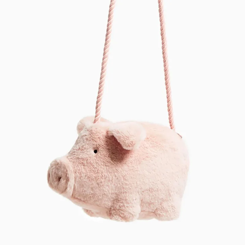 

Soft Plush Cute Cartoon Piggy Handbags Pink Pig Crossbody Bag Fashion Kids Girl Outdoor Bags Chic Small Messenger Bag
