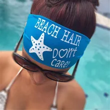 KANCOOCD женская спортивная Налобная повязка с буквенным принтом, растягивающаяся повязка для занятий йогой, тренажерного зала, 1 шт., модная резинка для волос