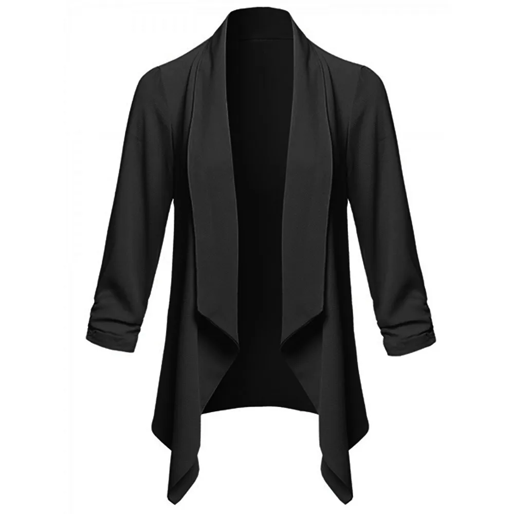 

women blazers and jackets plus size Solid Open Front Cardigan Long Sleeve Blazer Casual Jacket Coat d90508
