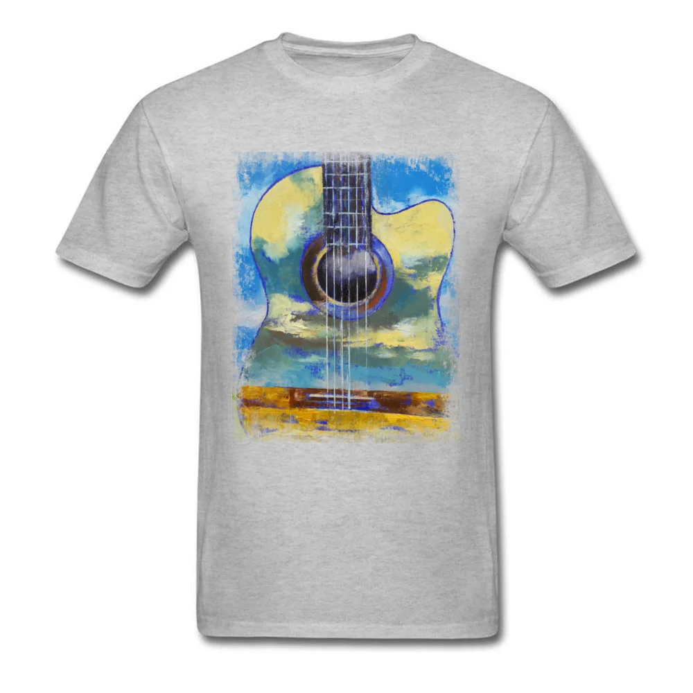 GUITAR CLOUDS On Sale Birthday Tops T Shirt Round Neck VALENTINE DAY Pure Cotton Short Sleeve T-Shirt for Men Custom Tshirts GUITAR CLOUDS grey