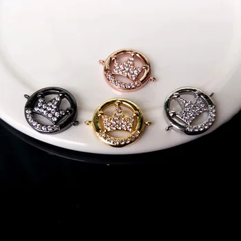 

20Pcs Turkish Style Crown Double Bails Connector,CZ zircon Micro pave crystal Charm,DIY Bracelet necklace Jewelry making CT158