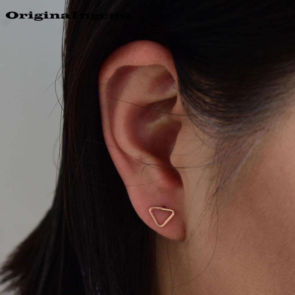 Винтажные Ювелирные изделия, серьги ручной работы, минималистичные треугольные маленькие гвоздики, персонализированный подарок, серьги Oorbellen для женщин