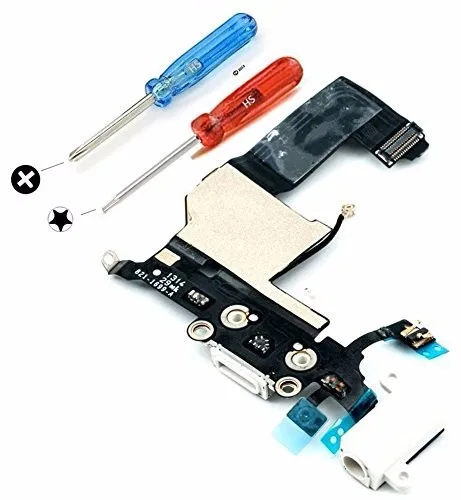 For iPhone 5 Dock Connector USB Charging Port Flexcable White black incl. 2 x screwdriver for easy installation by MMOBIEL | Мобильные