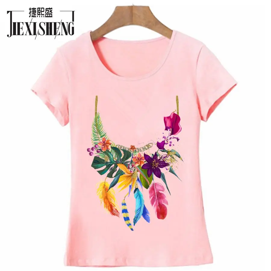 Fashion design Wreath Print Women t shirt Top Quality Short sleeve O Neck t-shirt Casual Loose Women's clothing