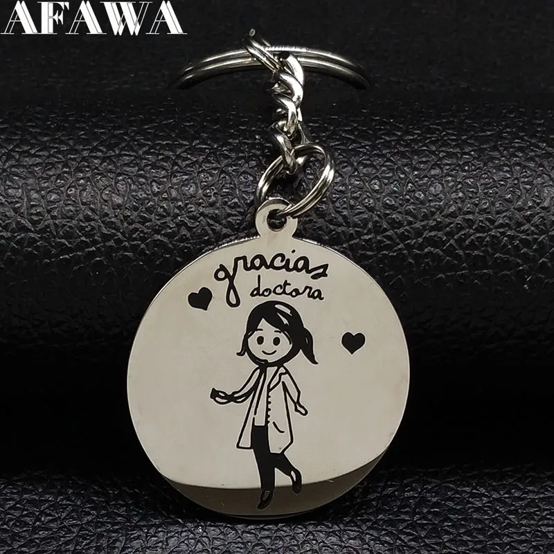 2021 New Fashion Doctor Stainless Steel Keyring for Women Silver Color Key Chains Jewelry llaveros de acero K836S01 | Украшения и