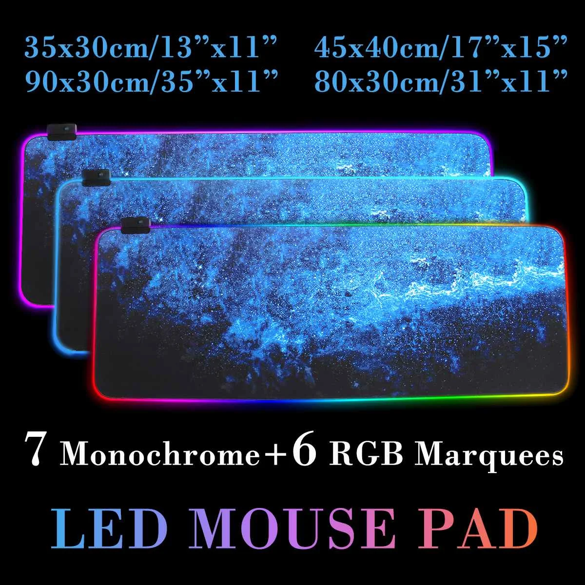 

Large LED Mouse Pad RGB 7 Color USB LED Lighting Gaming Gamer Soft Mousepad Waterproof Desk Mat Mice for Laptop Computer