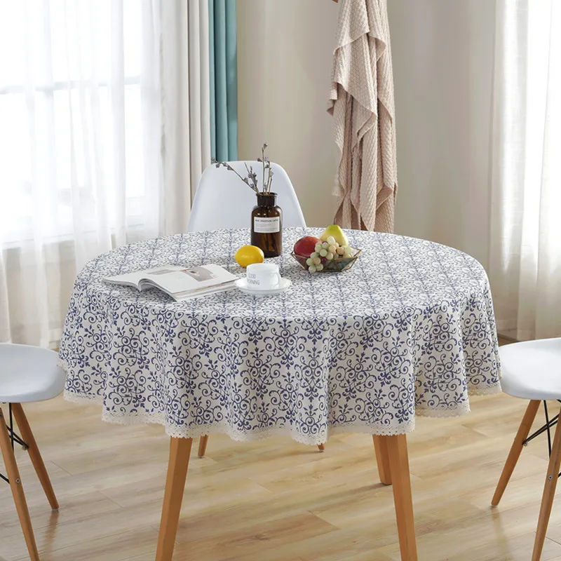 

New Round Lace Tablecloth Printed Cotton Table Cloth Table Cover Home Restaurant Tablecloth Hotel Dining Table Cover Decor