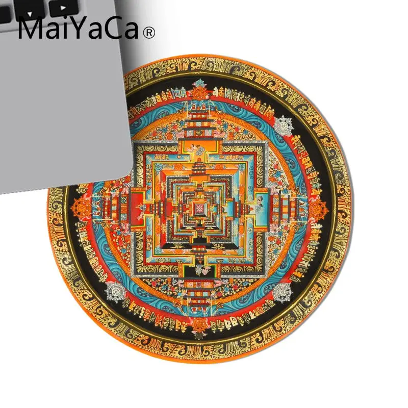 MaiYaCa индийская Мандала с символом Ом в центре офисных мышей геймерский круглый коврик для мыши Комфортный коврик для мыши игровой коврик для мыши - Цвет: 22X22 CM