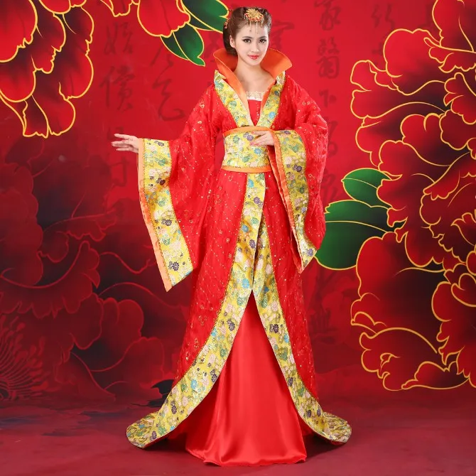 Качественный красивый женский древний костюм Китайский народный танец сценическая одежда традиционные костюмы платье Hanfu свадебная одежда